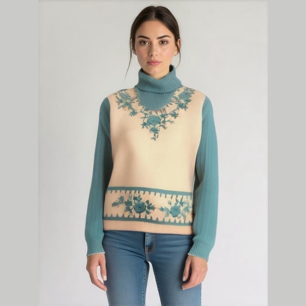 Joyce Sportswear Floral Wool Jumper Vintage Knit Sweater